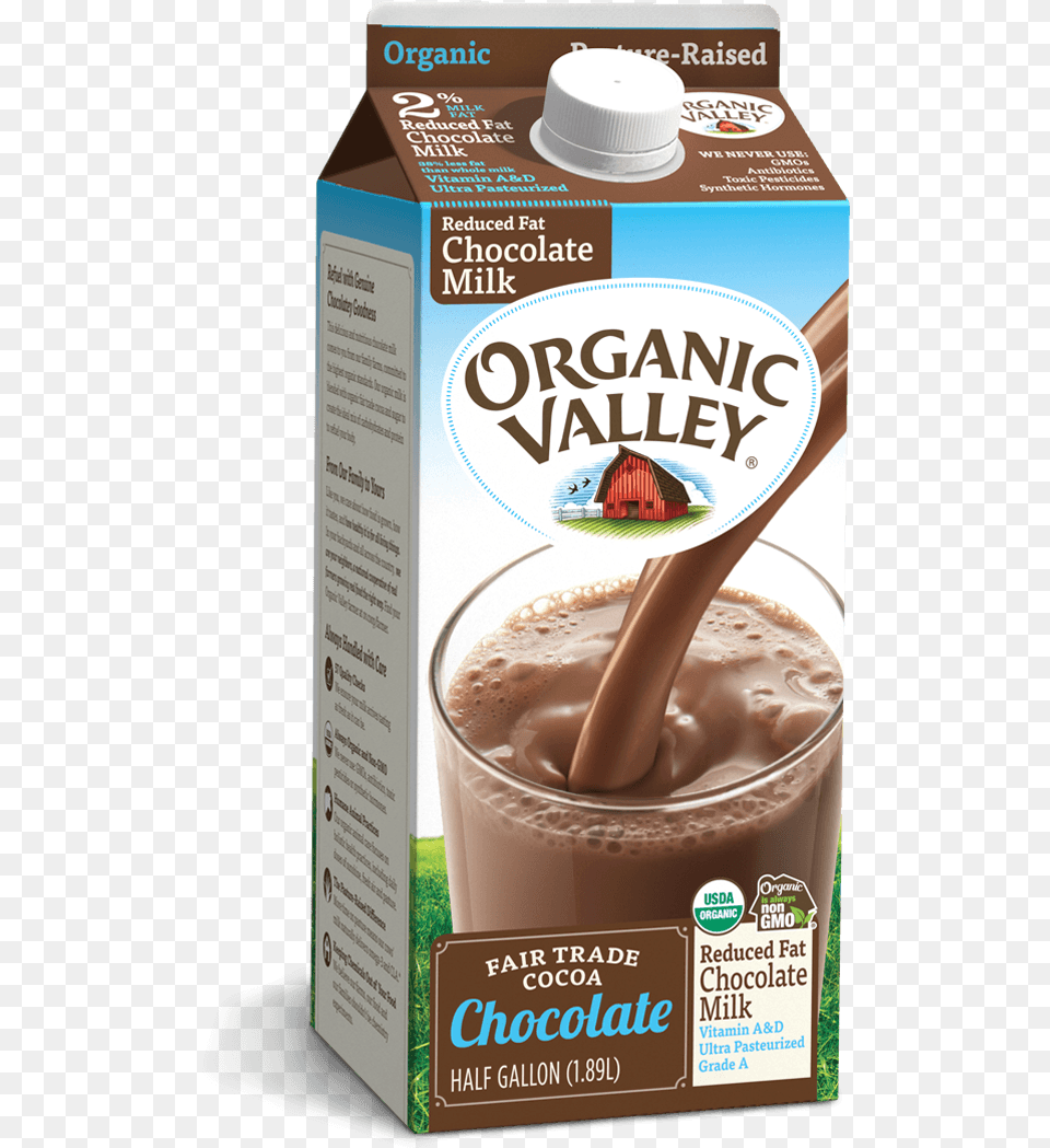 Reduced Fat 2 Chocolate Milk Half Gallon Organic Valley Chocolate Milk, Beverage, Cup, Dessert, Food Free Png