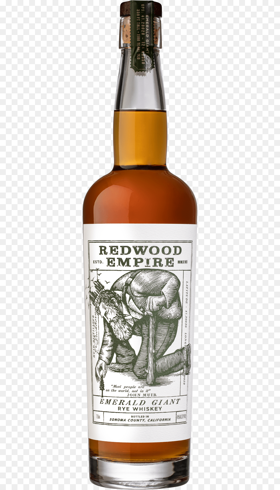 Redwood Empire Emerald Giant Rye Whiskey Redwood Empire Emerald Giant, Alcohol, Beverage, Liquor, Person Png Image