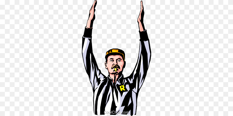 Referee Awarding Touchdown Royalty Vector Clip Art, Shirt, Body Part, Clothing, Person Free Png