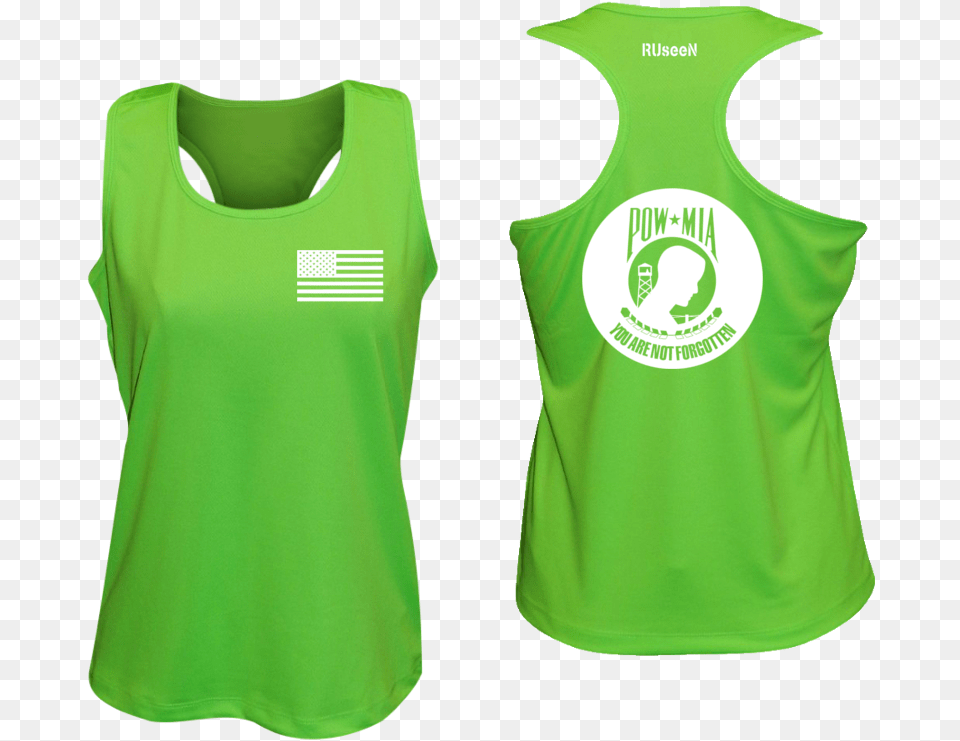 Reflective Tank Top Pow Mia On Us Flag Metal License Plate, Bib, Person, Blouse, Clothing Png Image
