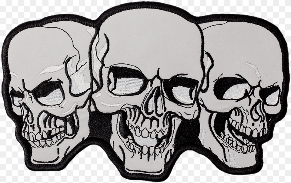 Reflective Three Skull Hot Leathers Three Skulls Hook And Loop Patch, Body Part, Mouth, Person, Teeth Free Png Download