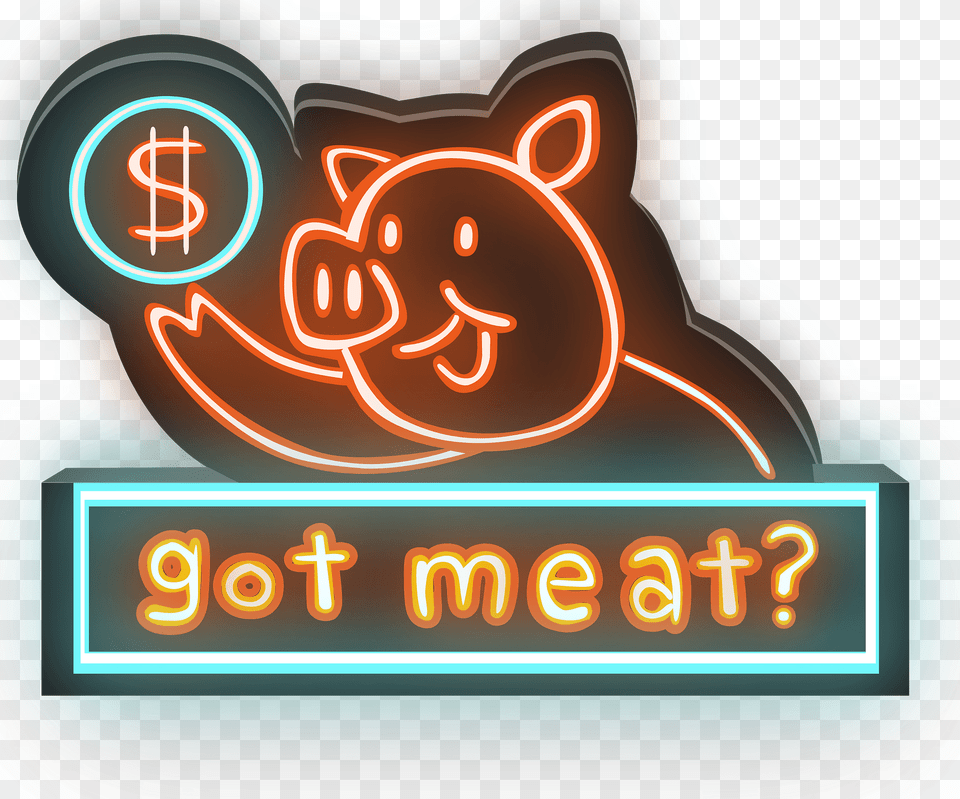 Refrigerator Magnet Label With Pig Clipart, Light, Neon, Food, Ketchup Free Png