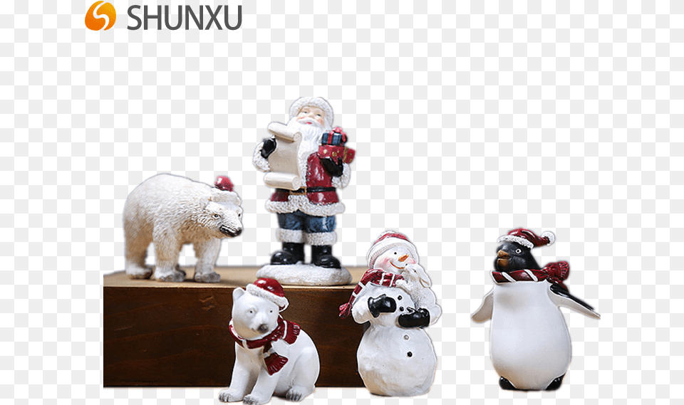 Regalo De Navidad Blanco Set Figurita Perro Oso Pingino Santa Claus, Animal, Wildlife, Outdoors, Nature Free Png Download