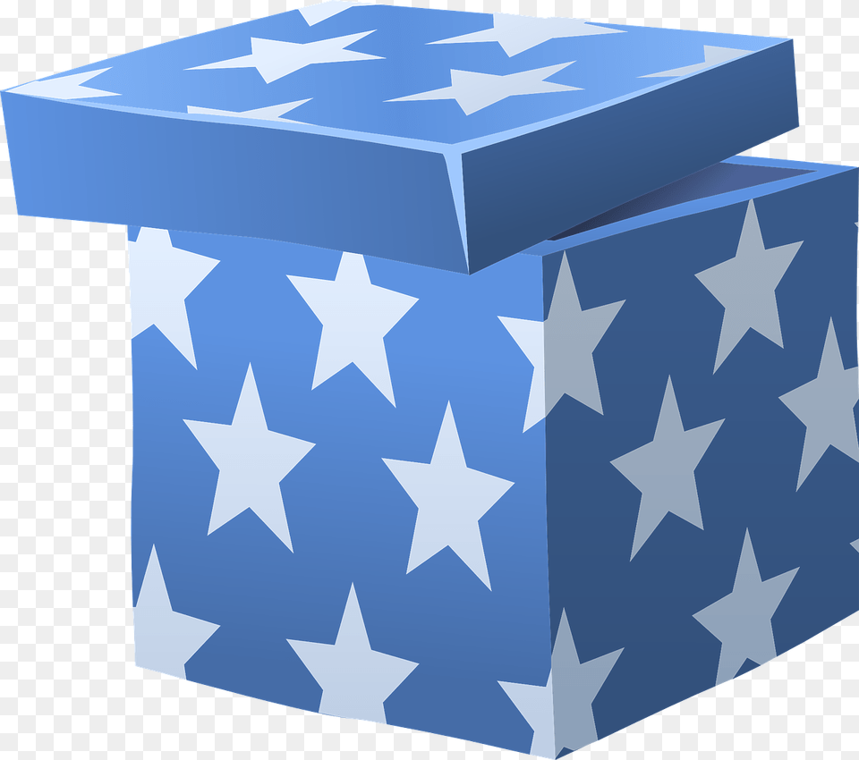 Regalos Azul Envuelto Cajas Presenta Estrellas Gift Box Clip Art, Cardboard, Carton, Flag Free Png Download