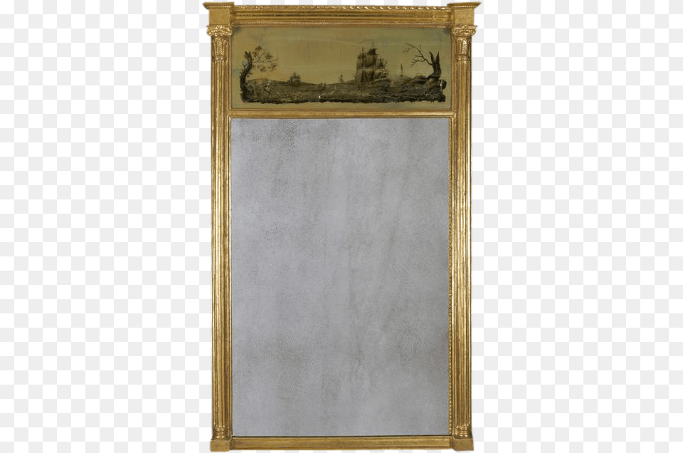 Regency Gilt Wood Mirror With Eglomise Panelclass Antique, Art, Painting, Blackboard Png Image