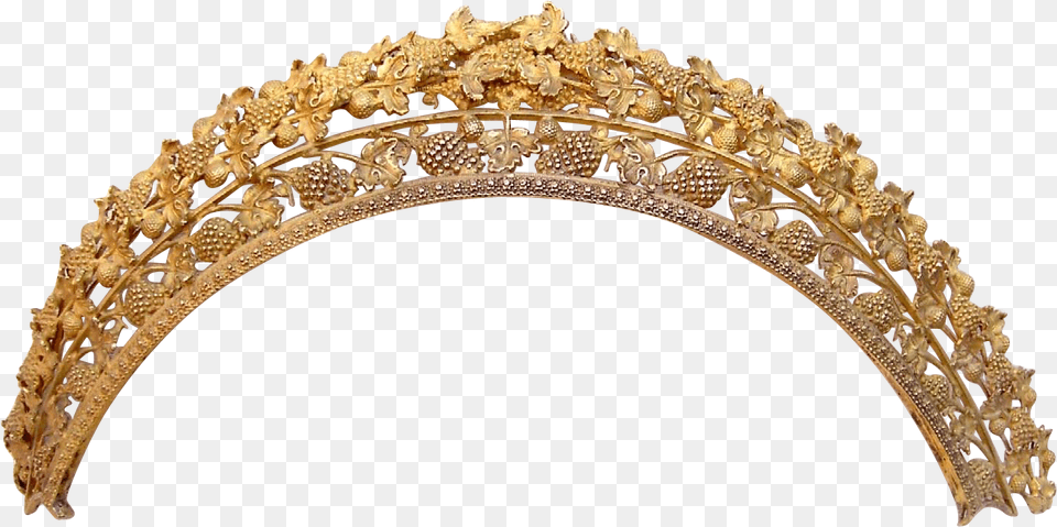 Regency Or Late Georgian Gilded Metal Tiara With Grapes Gold Leaf Crown, Accessories, Jewelry Free Png