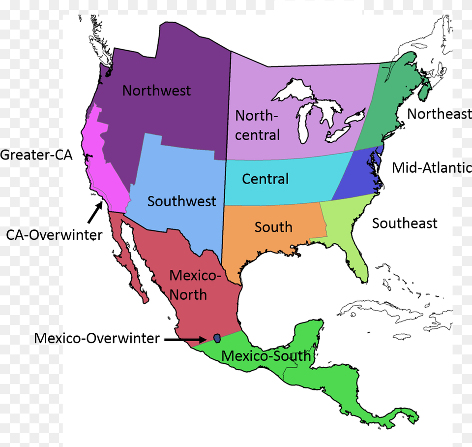 Regions Of Mexico Map Com In North America Vector, Chart, Plot, Atlas, Diagram Free Png
