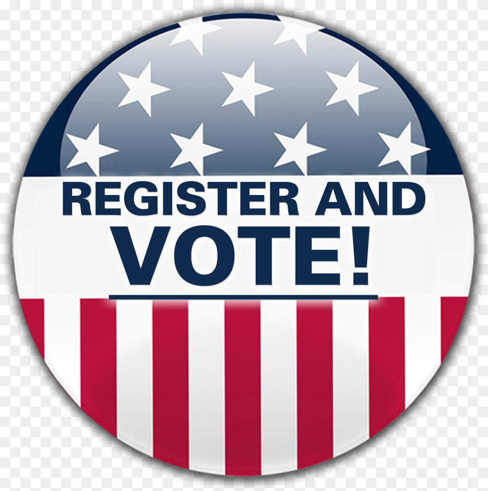 Register To Vote Circle Clipart Register To Vote Buttons, Badge, Logo, Symbol, American Flag Png Image