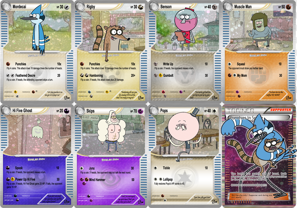 Regular Show Pokemon Cards, Text, Person, Paper, Face Free Png