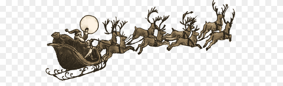 Reindeer And Santa Claus Santa Sleigh And Reindeer, Ct Scan, Astronomy, Moon, Nature Free Png Download