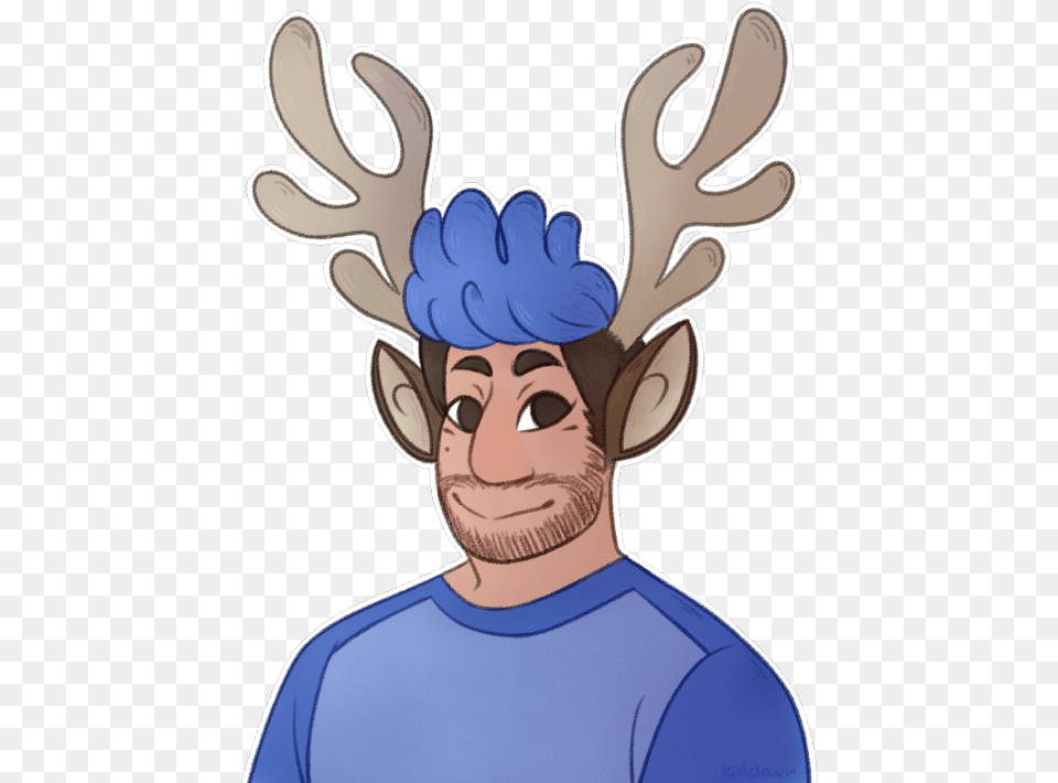 Reindeer Antlers Tumblr Cartoon, Adult, Male, Man, Person Free Png Download