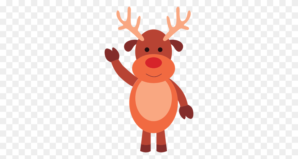 Reindeer Cartoon Waving Hello, Animal, Deer, Mammal, Wildlife Free Transparent Png