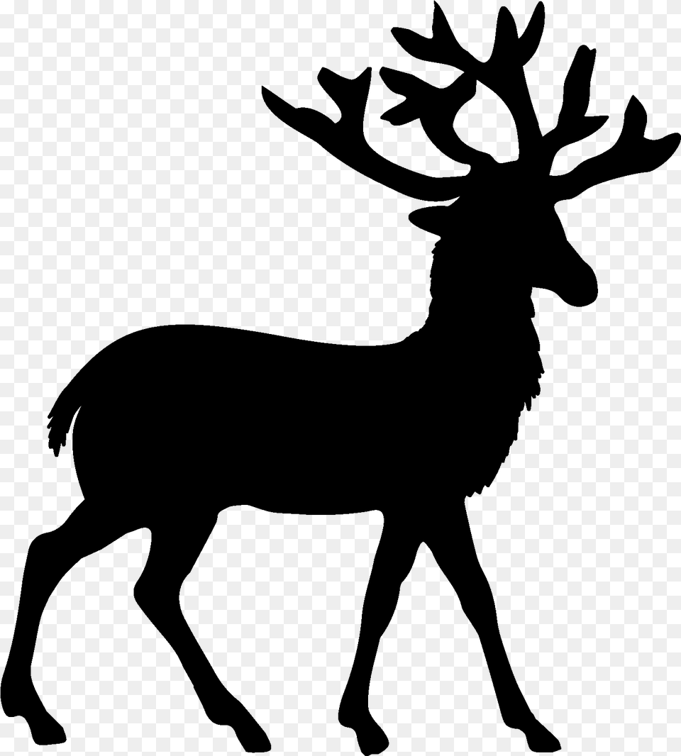 Reindeer Christmas Vinyl Silhouette Transparent Deer Head, Gray Free Png Download