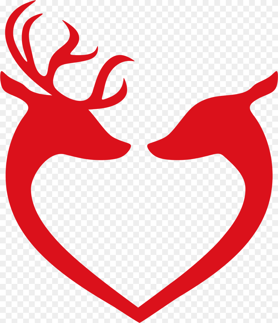 Reindeer Clipart Couple Deer Head Silhouette Deer Couple Heart, Smoke Pipe Free Png