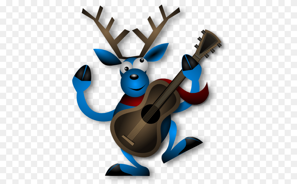 Reindeer Clipart Dancing, Guitar, Musical Instrument, Smoke Pipe, Performer Free Png