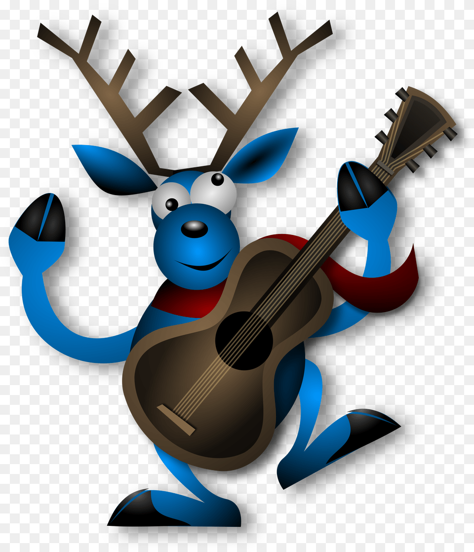 Reindeer Dancing Guitar Instrument Christmas Noel Reindeer With Guitar, Musical Instrument, Person, Nature, Outdoors Free Transparent Png