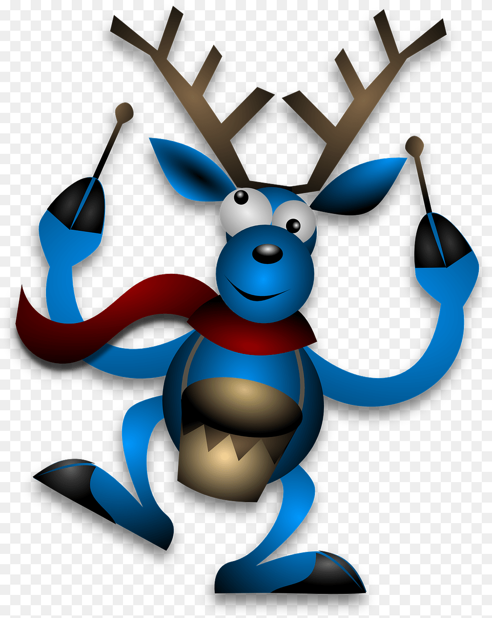 Reindeer Drummer Drumming Blue Christmas Noel Christmas Deer With Drum, Dynamite, Weapon, Animal, Mammal Png Image