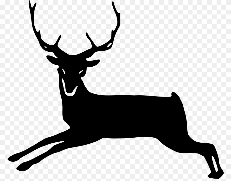 Reindeer Elk Black And White White Tailed Deer, Gray Png Image