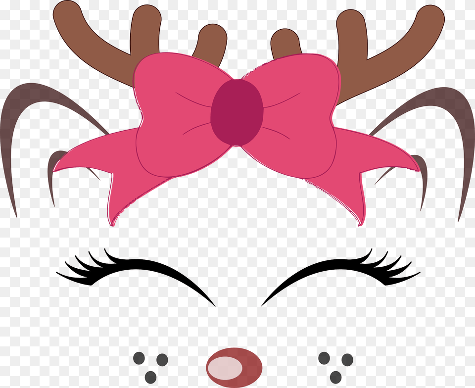 Reindeer Face With Christmas Bow Clipart, Art, Graphics, Animal, Fish Free Png