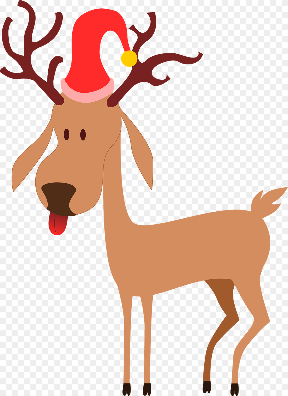 Reindeer In A Santa Hat Clipart, Animal, Deer, Mammal, Wildlife Png