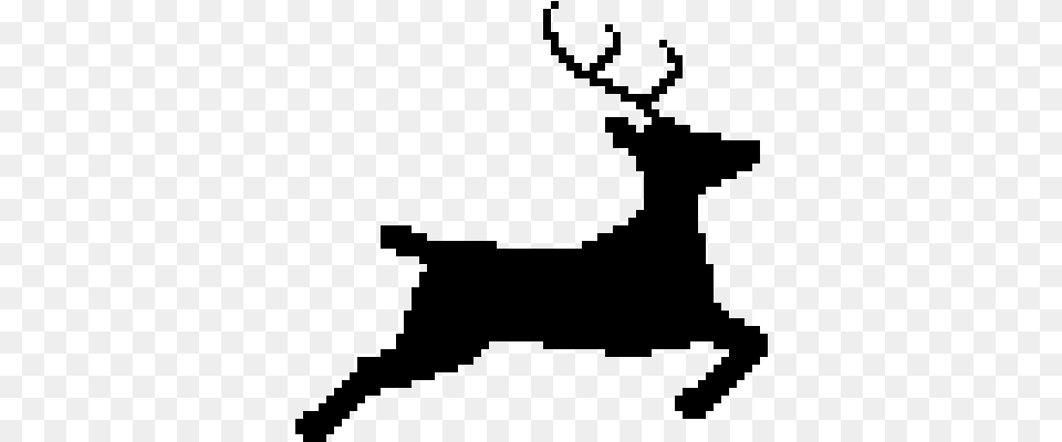 Reindeer Pixel Art Black And White, Gray Free Transparent Png