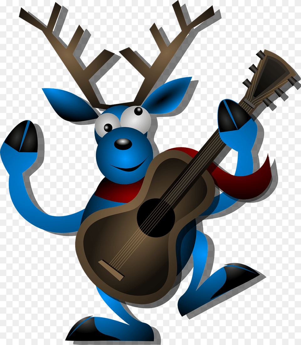 Reindeer Playing Guitar, Animal, Deer, Mammal, Wildlife Png Image