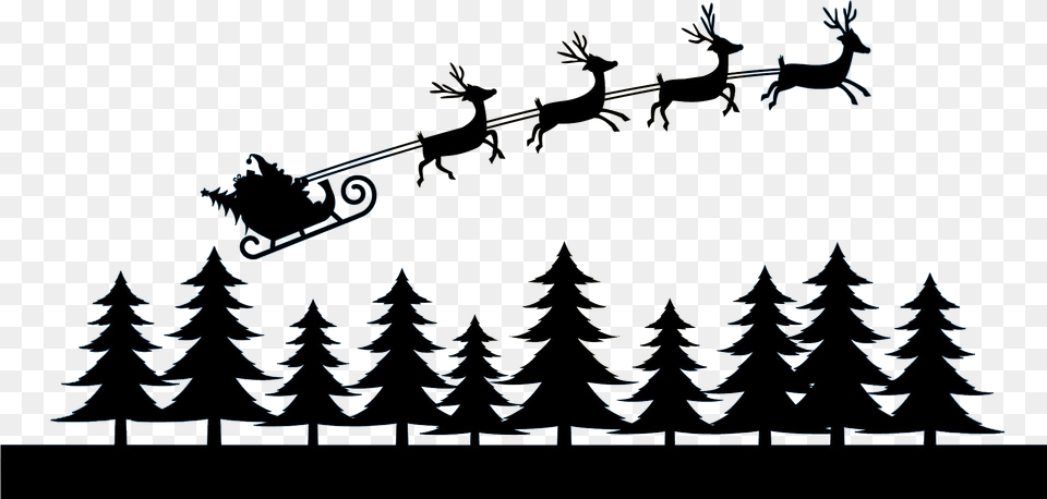 Reindeer Pull A Cart All A Good Night, Lighting, Outdoors, Nature Png Image