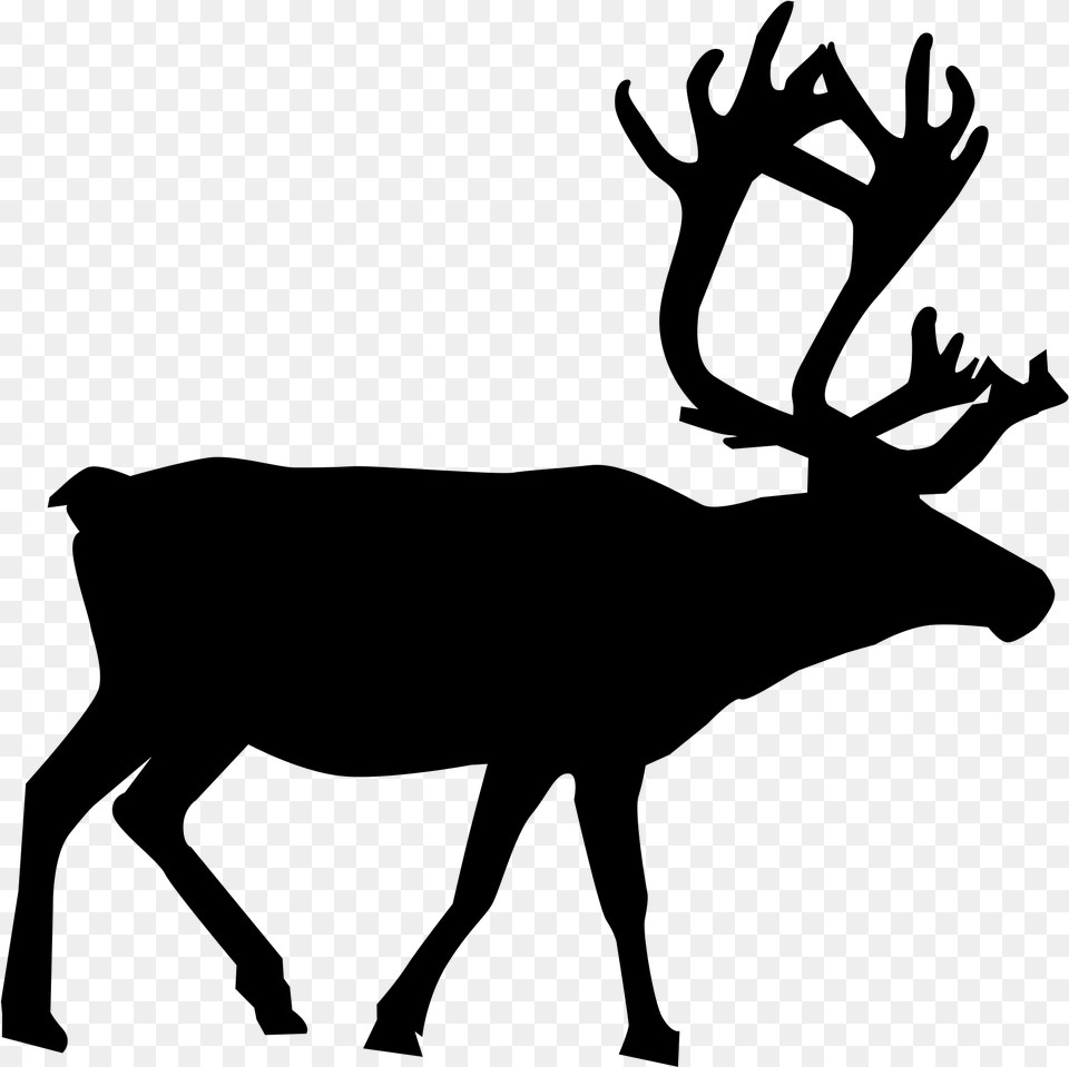 Reindeer Silhouette, Gray Free Transparent Png