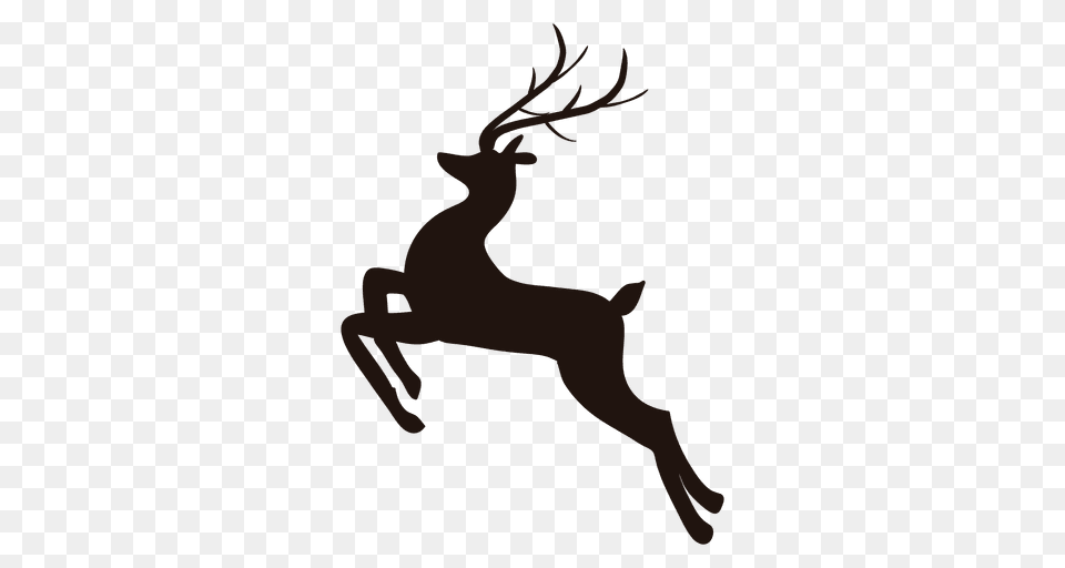 Reindeer Silhouette Jumping, Animal, Deer, Mammal, Wildlife Free Png Download