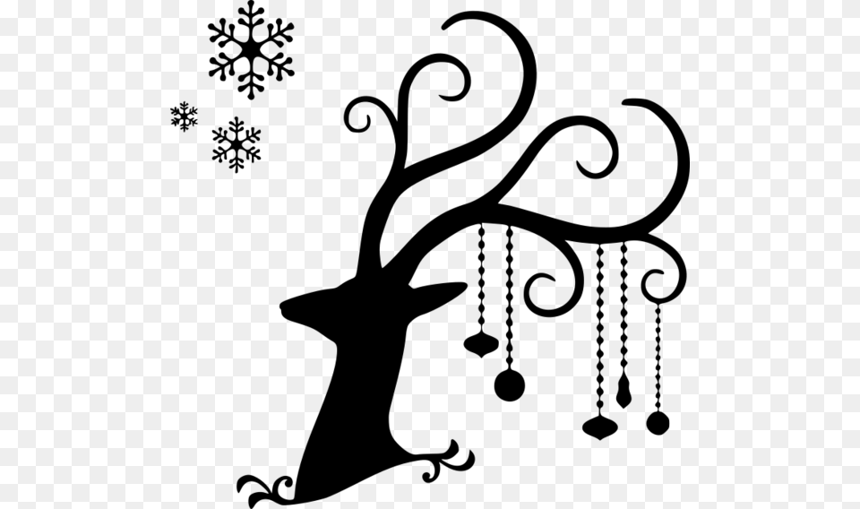 Reindeer Silhouette Pillow, Gray Free Png