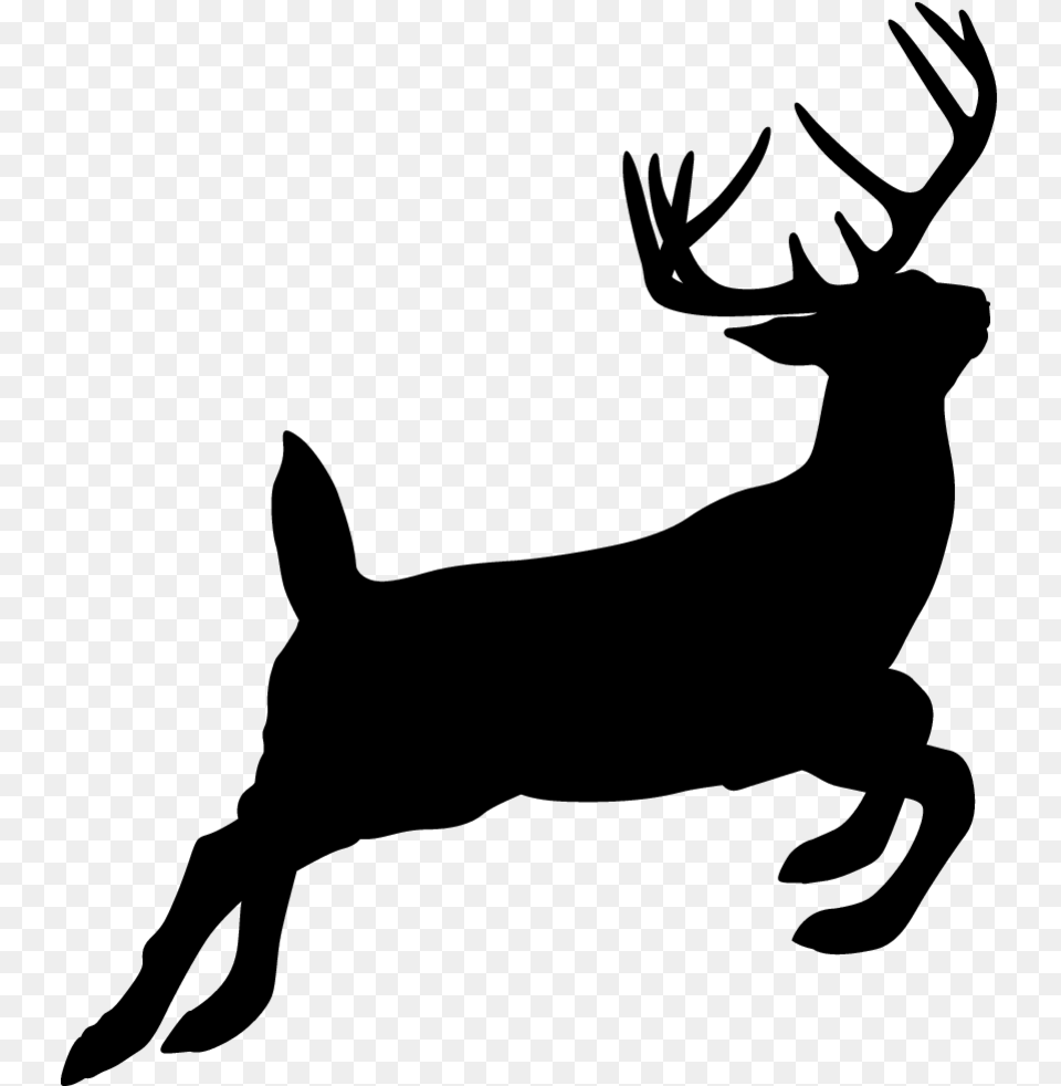 Reindeer Silhouette White Tailed Deer Hunting Hunting Deer Silhouette, Gray Free Png Download