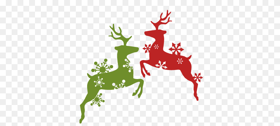 Reindeer Snowflake Flourish Set Svg Scrapbook Cut File Red And Green Snowflakes, Animal, Deer, Gecko, Lizard Png Image