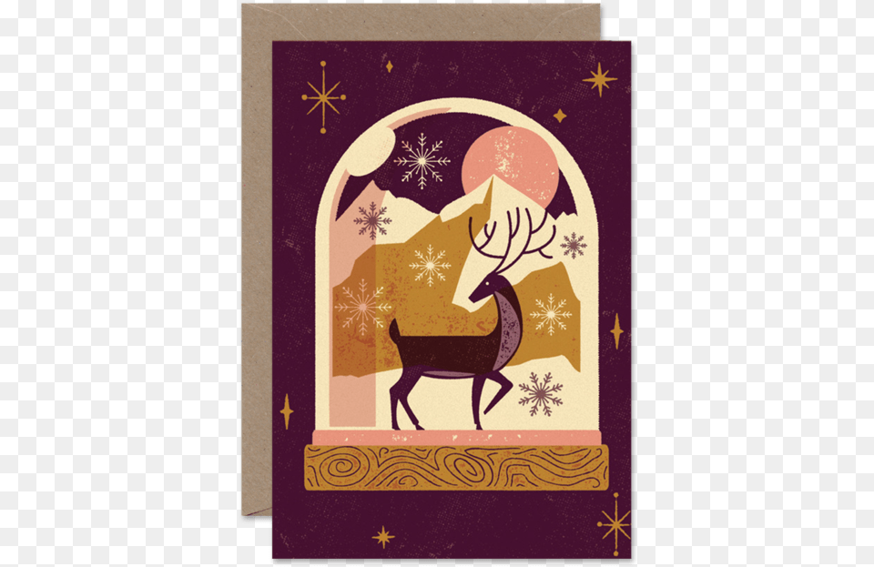 Reindeer Snowglobequotdata Rimgquotlazyquotdata Rimg Christmas Card, Animal, Deer, Envelope, Greeting Card Png Image