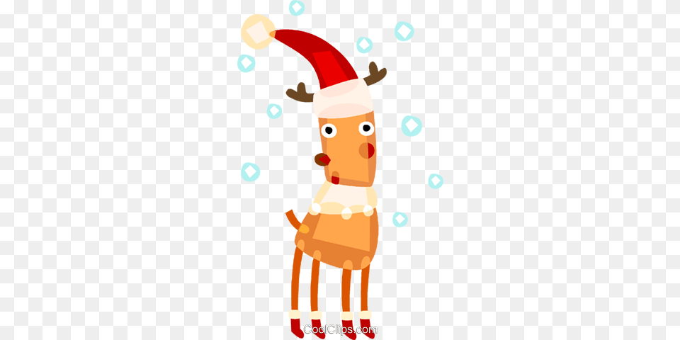 Reindeer Wearing Santas Hat With Snow Royalty Free Vector Clip, Elf, Baby, Person, Food Png