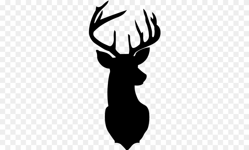 Reindeer White Tailed Deer Clip Art Deer Head Stag Silhouette, Gray Free Png