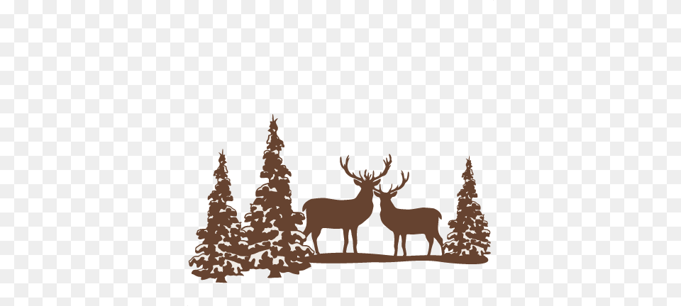 Reindeer Winter Scene Scrapbook Cute Clipart, Animal, Tree, Plant, Mammal Free Png