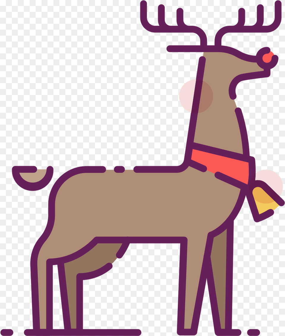 Reindeer With Red Nose Clip Art, Animal, Deer, Mammal, Wildlife Free Png