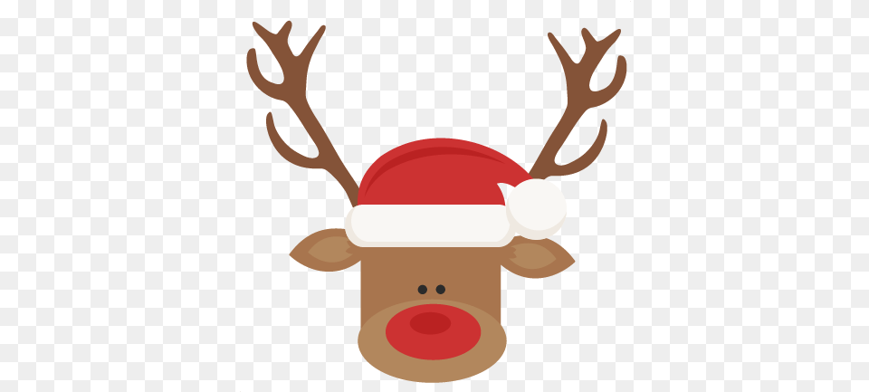 Reindeer With Santa Hat Svg Cutting Files For Scrapbooking Reindeer With Santa Hat, Animal, Deer, Mammal, Wildlife Free Png