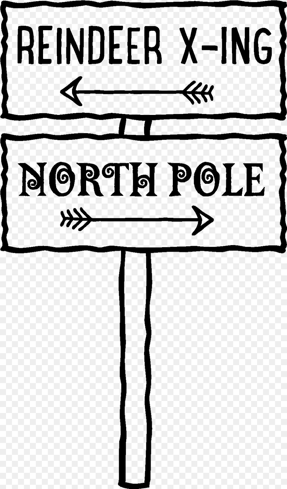 Reindeer X Ing Northpole Sign Sign, Gray Free Png