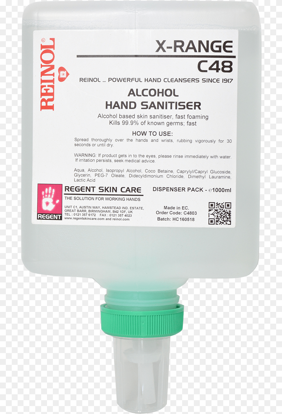Reinol X Range Foaming Alcohol Hand Sanitizer Reinol, Bottle, Qr Code Free Png