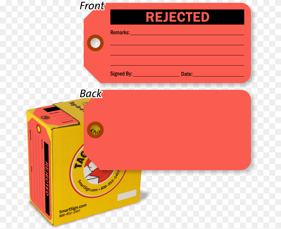 Rejected Tag In A Box Inspection Tag In A Box 100 Scrap Tag With Fiber Patch Fluorescent Cardstock, Text Free Png Download