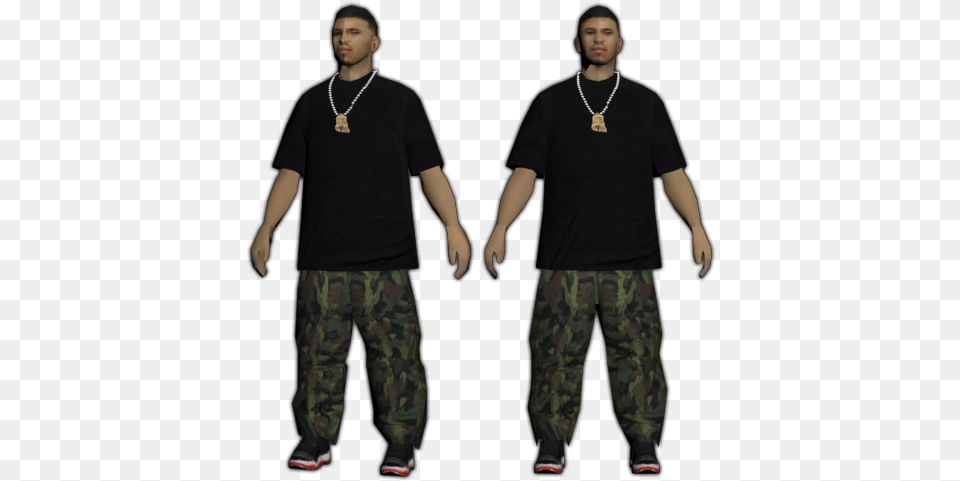 Rel Gold Chains Aka Camo Pants Standing, Accessories, T-shirt, Clothing, Jewelry Png