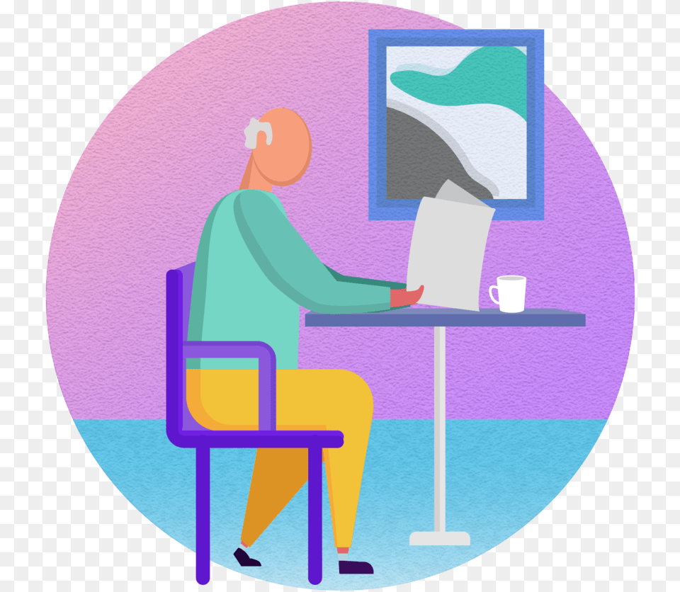 Related For Sick Clipart Man Sitting, Desk, Furniture, Table, Person Free Transparent Png