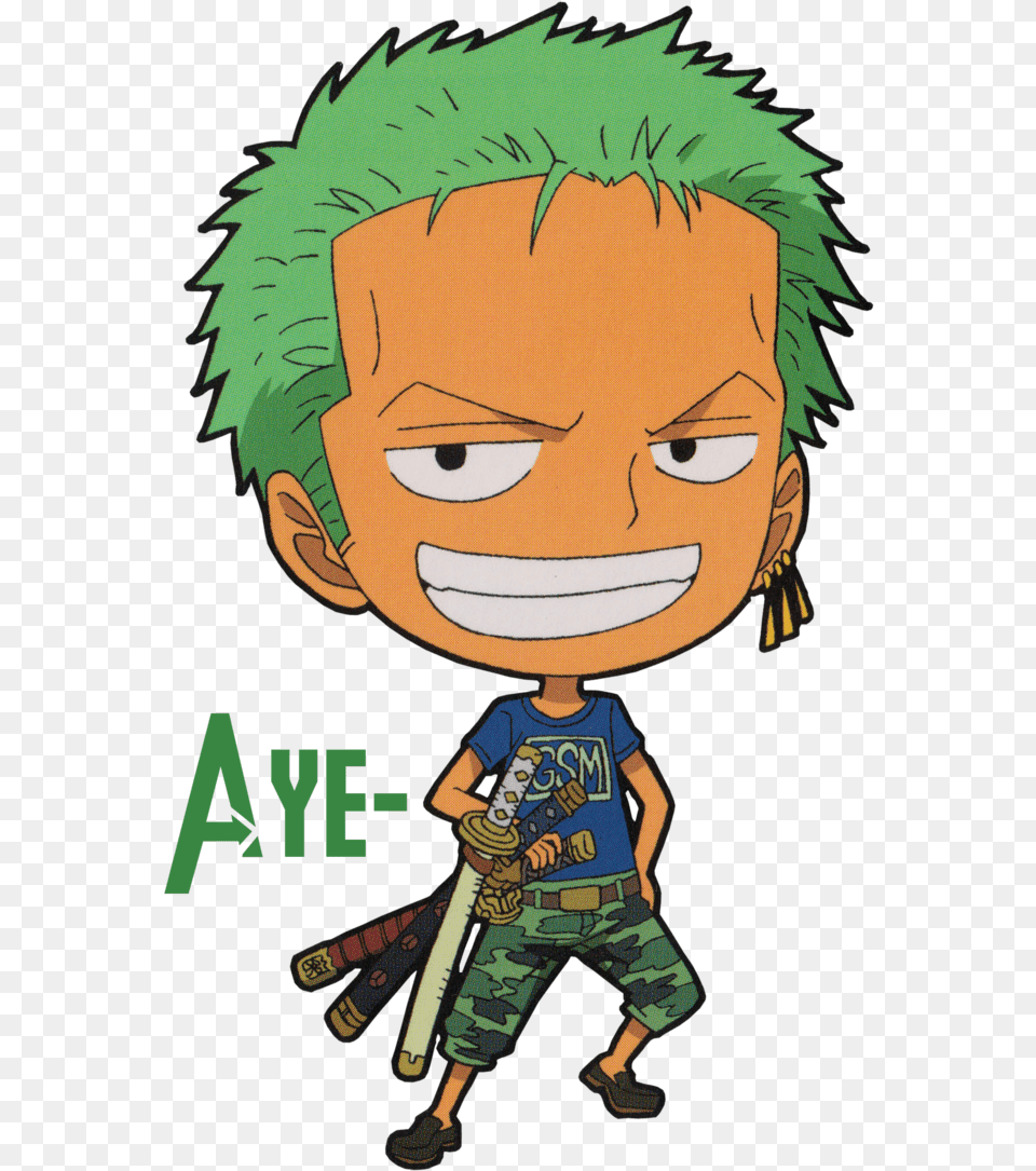 Related Wallpapers One Piece Zoro Chibi, Book, Comics, Publication, Person Free Png