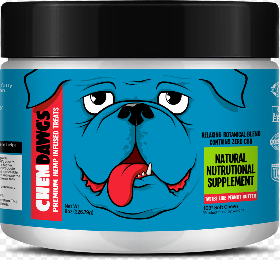 Relaxing Botanical Blend Dog Treats With Cbd From Chemdawg Cannabidiol, Face, Head, Person, Bottle Png