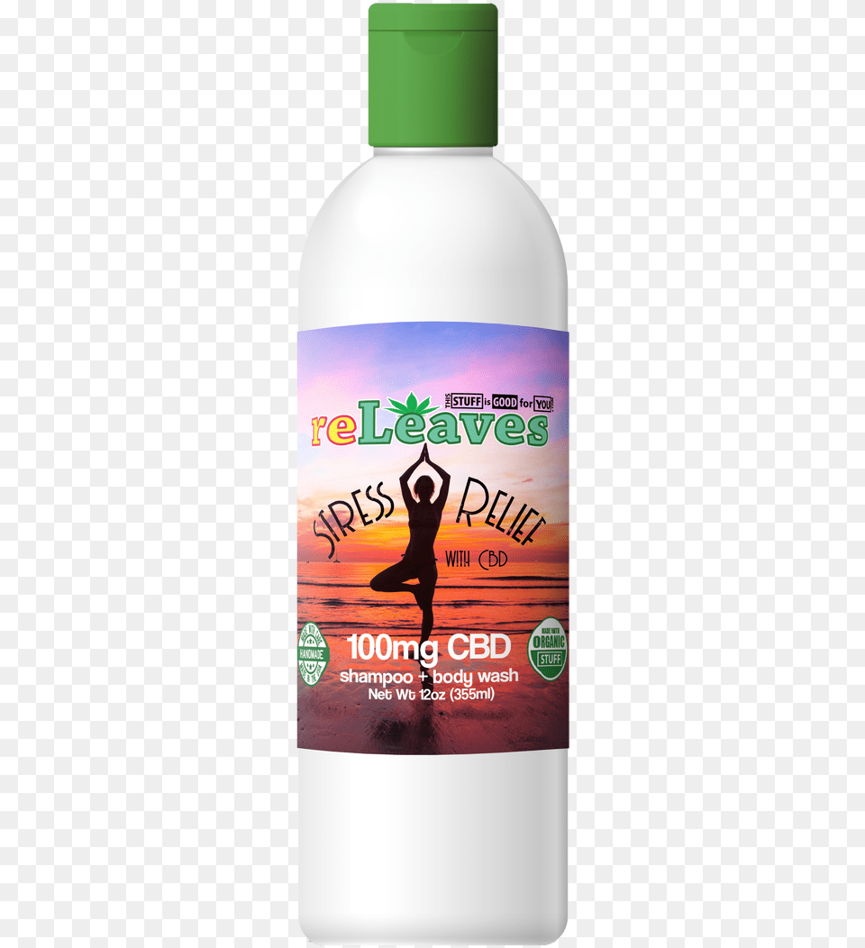 Releaves 100mg Cbd Stress Relief Shampoo Body Bottle, Herbal, Herbs, Plant, Adult Png Image