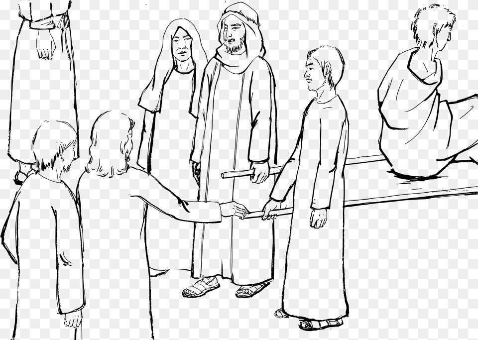 Religion Peoples Clip Arts Jesus Raises The Widows Son Coloring Page, Gray Png Image