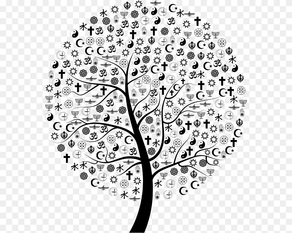 Religions Tree Line Art, Gray Free Transparent Png
