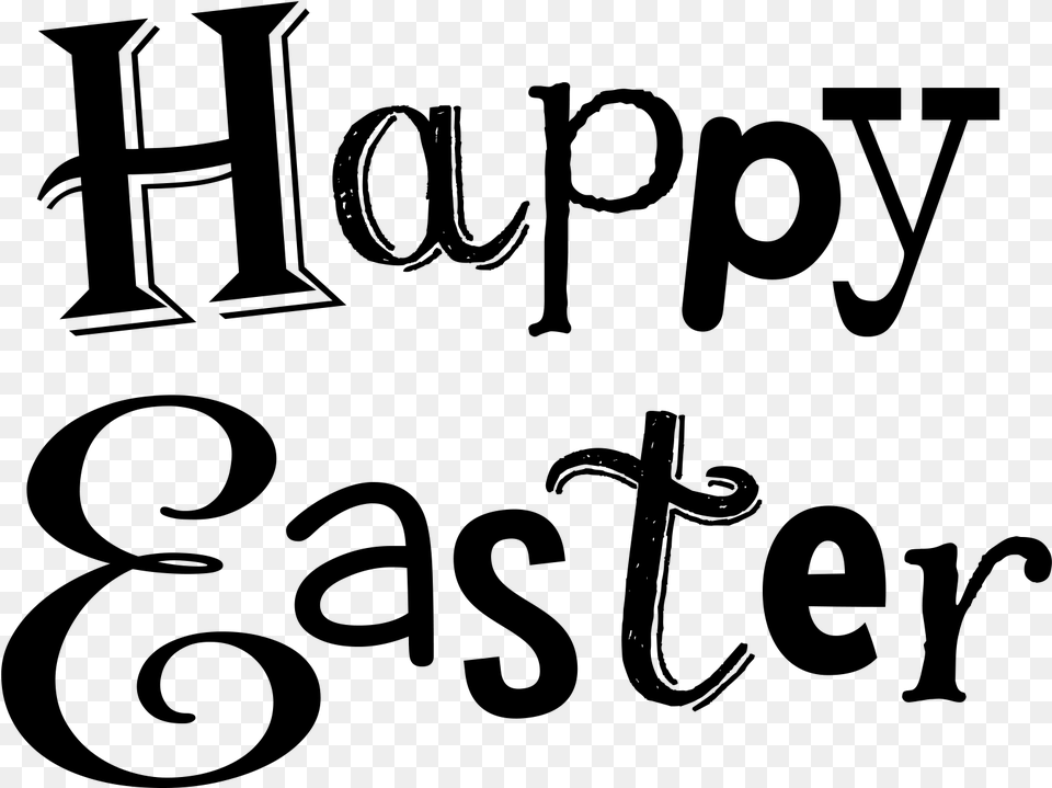 Religious Christmas Clip Happy Easter Black And White Clipart, Gray Free Png Download