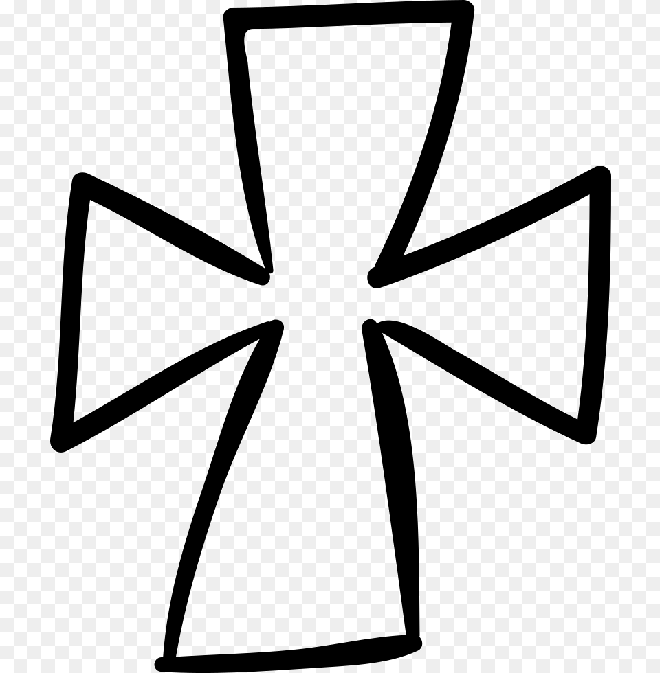 Religious Cross Hand Drawn Outline Icon Free Download, Accessories, Formal Wear, Tie, Symbol Png Image